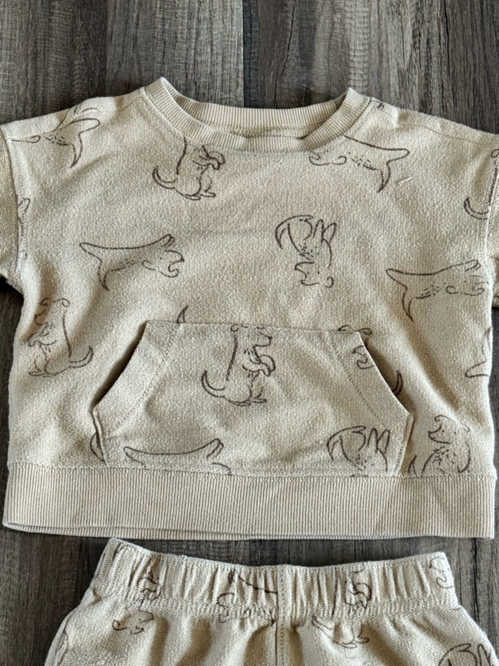 Carter’s Beige Kids Two-Piece Sweatshirt & Joggers with Animal Line Sketches - Picture 2 of 3